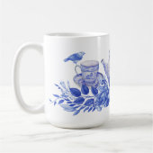 Blauw-witte theeset met vogeltjes Mok (Links)