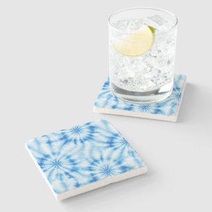 Blauw Witte Tie Dye Stenen Onderzetter
