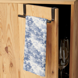 Blauw Witte Toile Bloemenkleed Frans Landelijk Theedoek