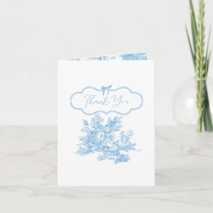 Blauw Witte Toile de Jouy Beer Babyshower Bedankkaart