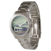 Blauw-witte trein horloge (Gekanteld)