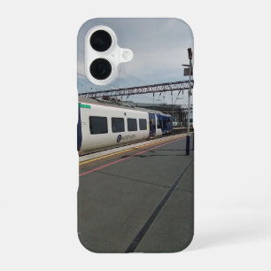 Blauw-witte trein iPhone 16 hoesje