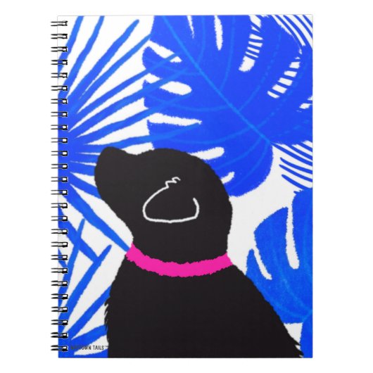 Blauw Witte Tropische Eiland Zwarte Hond Notitiebo Notitieboek (Voorkant)