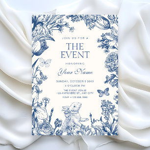 Blauw Witte Vintage bloemige botanische Kaart