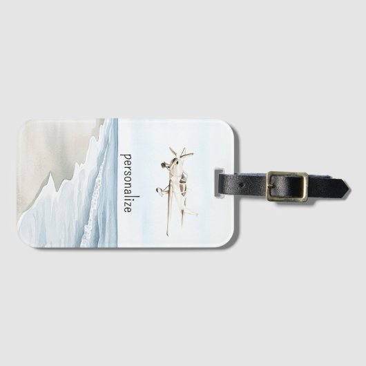 Blauw-witte vliegtuigen bagagelabel (Voorkant (horizontaal))