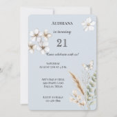  Blauw Witte Vlinder Bloemen Verjaardag Kaart (Voorkant)