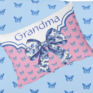  Blauw Witte Vlinderboog Gepersonaliseerde Lumb Accent Kussen