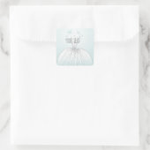 Blauw Witte Vlinders Trouwjurk Vierkante Sticker (Tas)