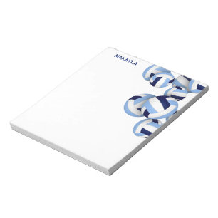 Blauw-witte volleyballen accent aangepaste naam notitieblok