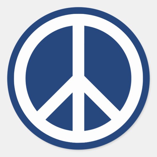 Blauw & Witte Vrede Ronde Sticker (Voorkant)