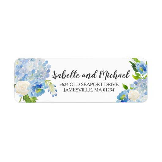 Blauw-witte Waterverf retouradres-label Etiket (Voorkant)