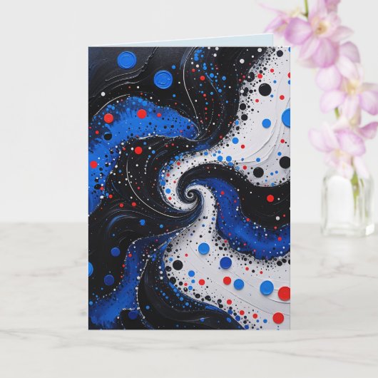 Blauw-witte werveling Abstract Ontwerp Blank Kaart (Orchidee)