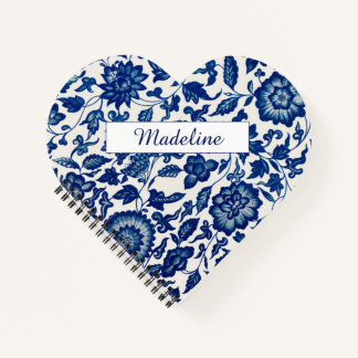 Blauw Witte Wilde Bloem Franse Landelijke Aangepas Notitieboek