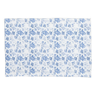 Blauw-witte wilg blad dambord patroon kussensloop