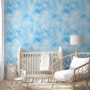 Blauw-witte wolken patroon hemel behang