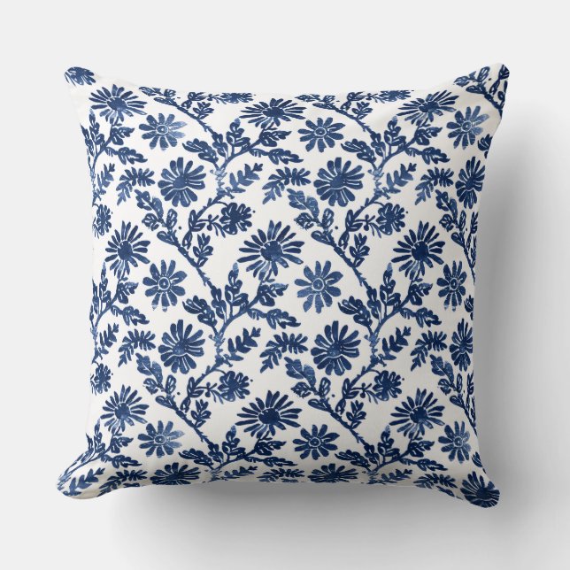 Blauw Witte Worp Kussen (Voorkant)