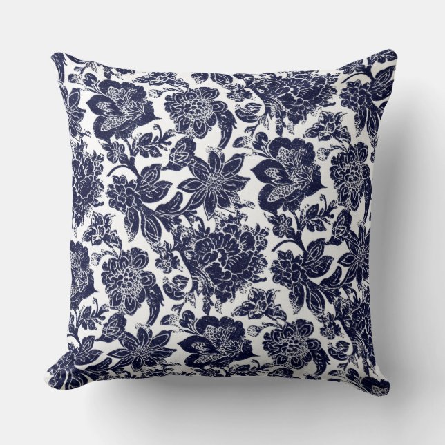 Blauw Witte Worp Kussen (Voorkant)