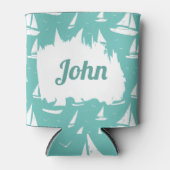 Blauw-witte zeilboten Aangepast nicht Blikjeskoeler (Voorkant)