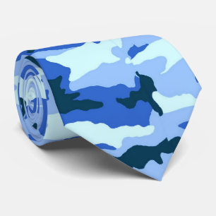 Blauw Woodland Patroon Camouflage Stropdas