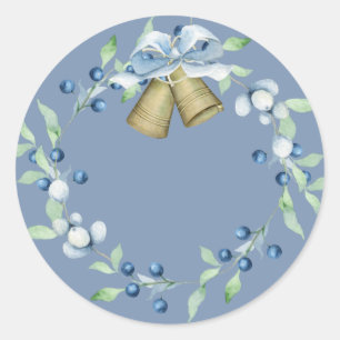  blauw Wreatscript Elegant Custom Ronde Sticker