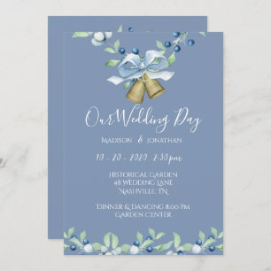 blauw Wreatscript Elegant Custom Wedding Kaart