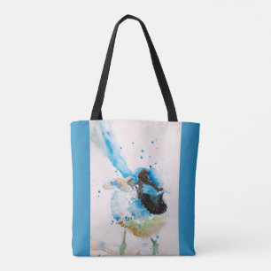 Blauw Wren Aquarel Schilderij Australische Vogels Draagtas