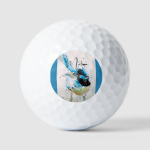 Blauw Wren Aquarel Schilderij Australische Vogels Golfballen