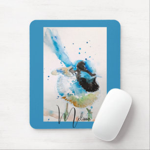 Blauw Wren Aquarel Schilderij Australische Vogels Muismat