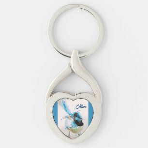 Blauw Wren Wrens Aquarel Babyblauw Australisch Sleutelhanger