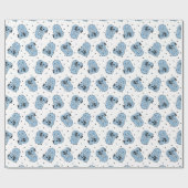 Blauw Yeti Polka Dot inpakpapier (Vlak)