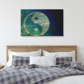Blauw Yin Yang Canvas Afdruk (Insitu (Slaapkamer))