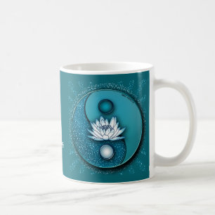 Blauw Yin Yang Lotus Koffiemok