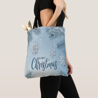 Blauw Zachte & Kalm Kerstsneeuw Kristal Design- Draagtas
