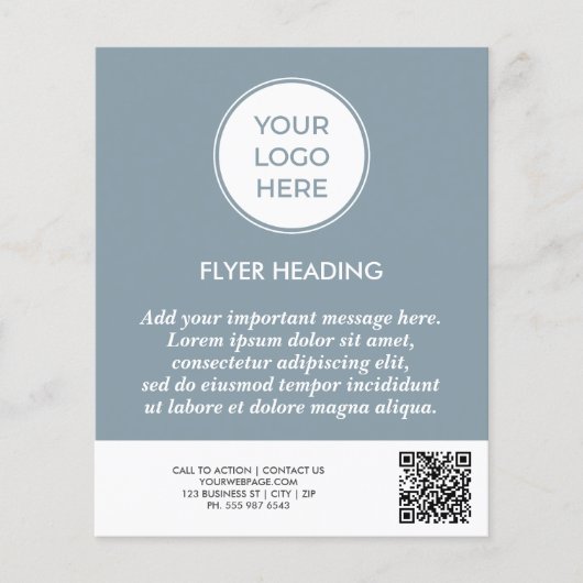 Blauw Zakelijk Logo QR Code Sjabloon Flyer (Voorkant)