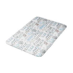Blauw Zand Strand Thema Schelpen Woorden Badmat