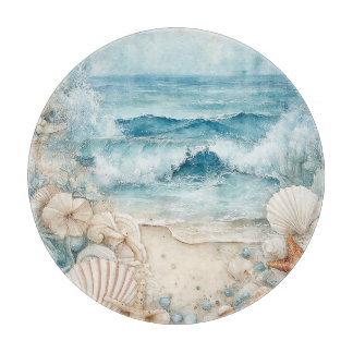 BLAUW ZANDSTRAND LANDSCHAP MET SCHELPEN SNIJPLANK