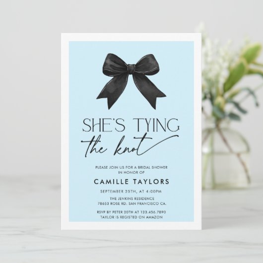 Blauw Ze bindt het Vrijgezellenfeest van de knoopb Kaart (Staand voorkant)