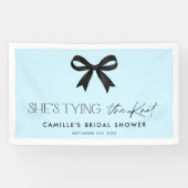 Blauw Ze bindt het Vrijgezellenfeest van de knoopb Spandoek (Horizontaal)