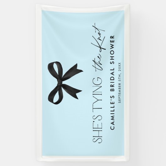 Blauw Ze bindt het Vrijgezellenfeest van de knoopb Spandoek (Verticaal)