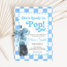 Blauw Ze is klaar om te baren Baby Shower Uitnodig