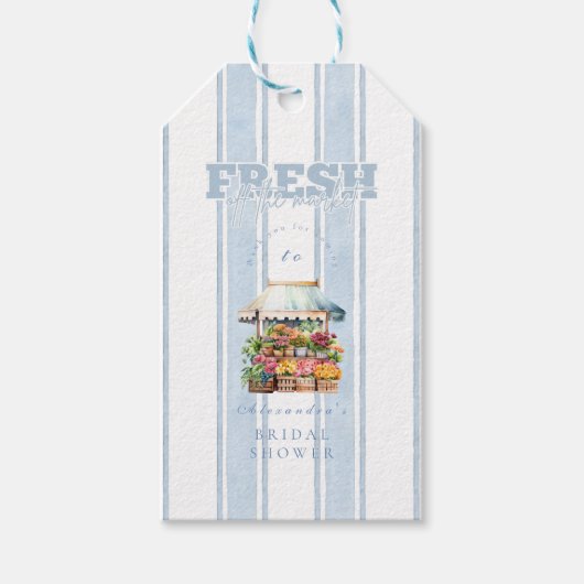 Blauw Ze is van de Markt Bruidsfeestje Cadeaulabel (Voorkant)