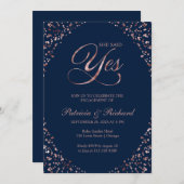 Blauw Ze zei ja Uitnodiging van de Engagement Part (Voorkant / Achterkant)