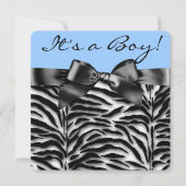Blauw Zebra Baby shower Kaart (Voorkant)