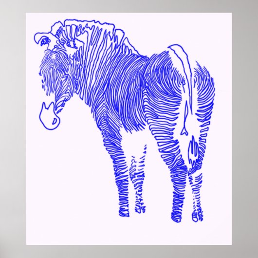 blauw zebra poster (Voorkant)