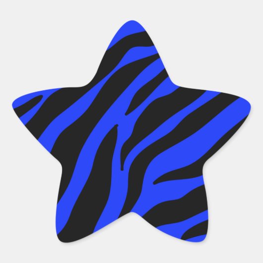 blauw zebra ster sticker (Voorkant)