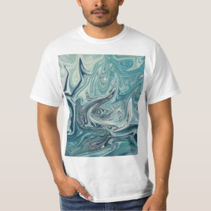 Blauw Zee Abstract schilderen T-shirt