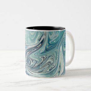 Blauw Zee Abstract schilderen Tweekleurige Koffiemok