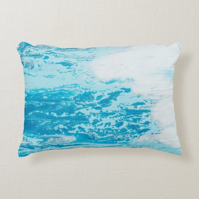 Blauw zee accent kussen (Voorkant)