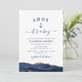 blauw zee baby shower kaart (Staand voorkant)