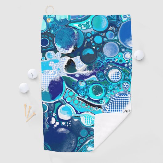 Blauw Zee beluistert Abstracte kunst Golfhanddoek (Insitu)